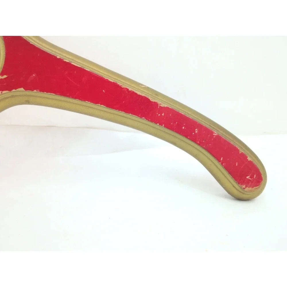 Hollywood Regency Red Gold Wooden Monogrammed Clothes Hanger Department S T L G